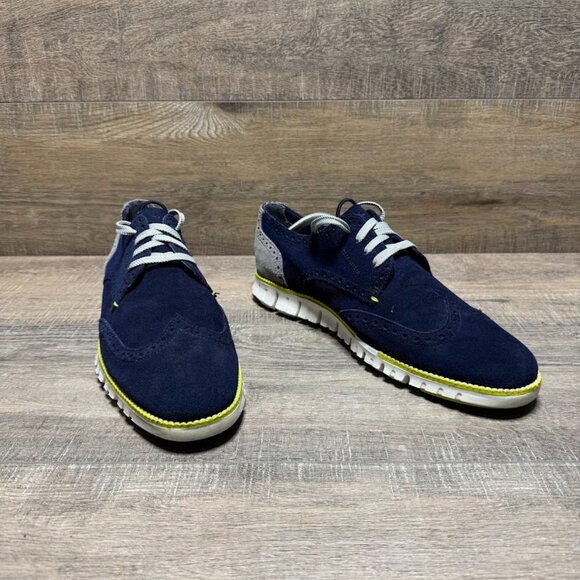 Cole Haan Zerogrand Deconstructed Wingtip Blue Suede Shoes Men's Size 10 - Picture 5 of 6